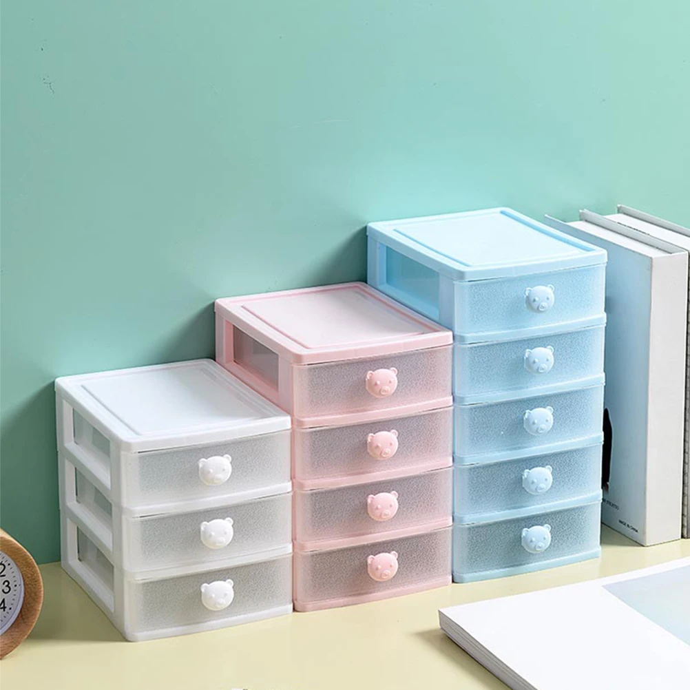 

Plastic Drawer Storage Box Desktop Organizer for Makeup Tools Cosmetics Small Items Compact Lightweight Sturdy Structure Easy