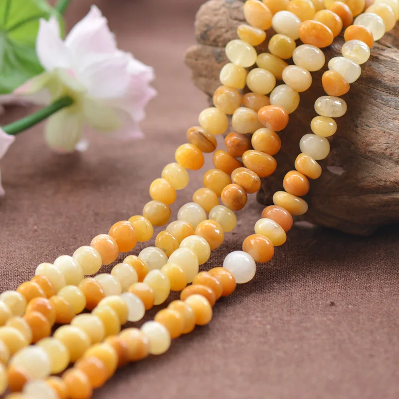 Joanlyn Natural Multi-tones Yellow Jade Beads NOT Dyed 8x10mm Irregular Shape 15 Inch Strand JA85B