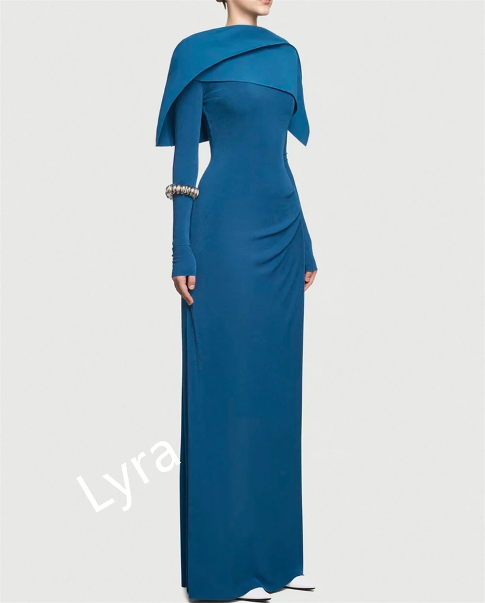 Customized Elegant Jersey Saudi Arabia Party Dresses for Women Formal Celebrity Gowns Simple Long Sleeves Special Occasion Dress