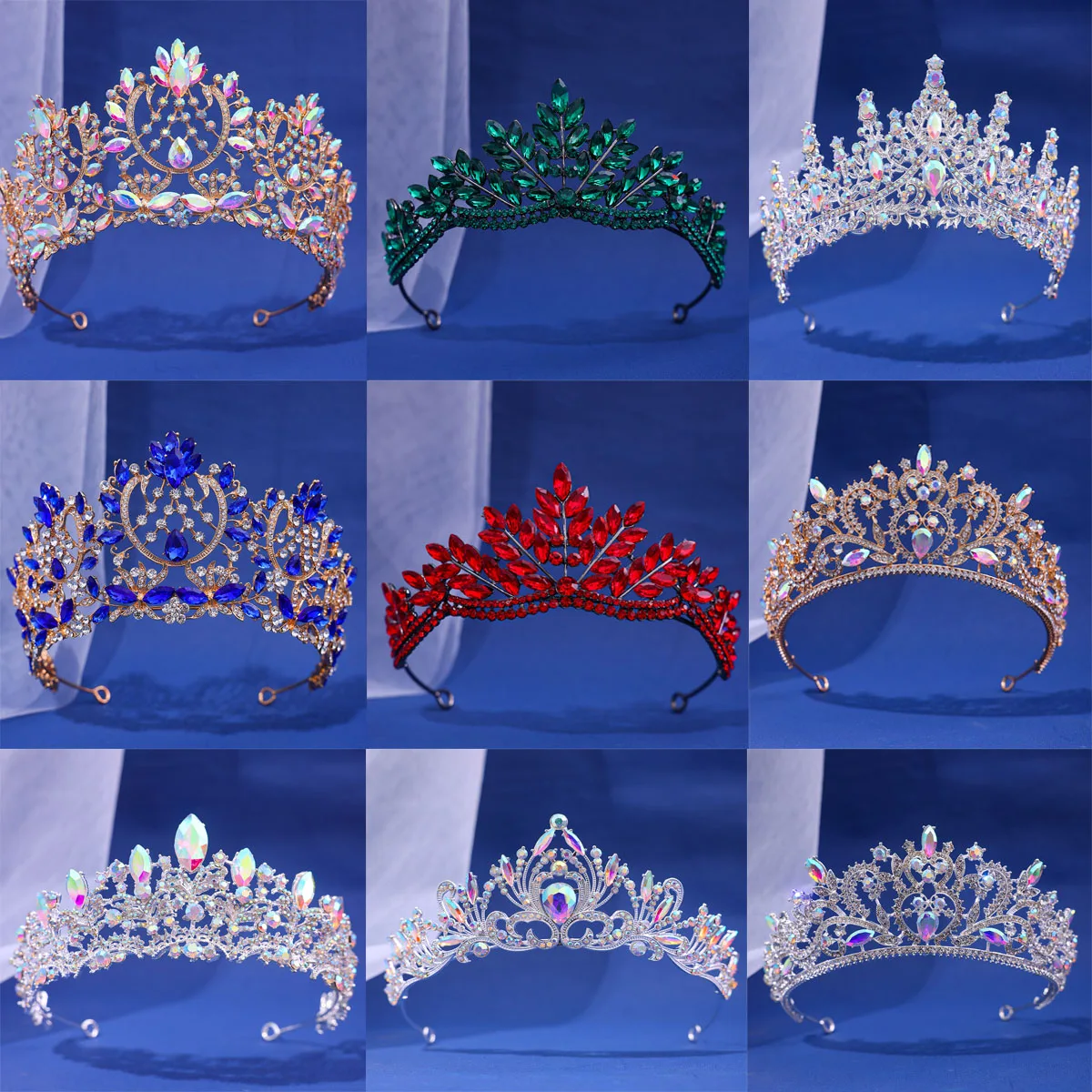 Bridal Headwear Green-Colour Ladies Exquisite Dazzling Party Crown Luxurious Birthday Tiaras