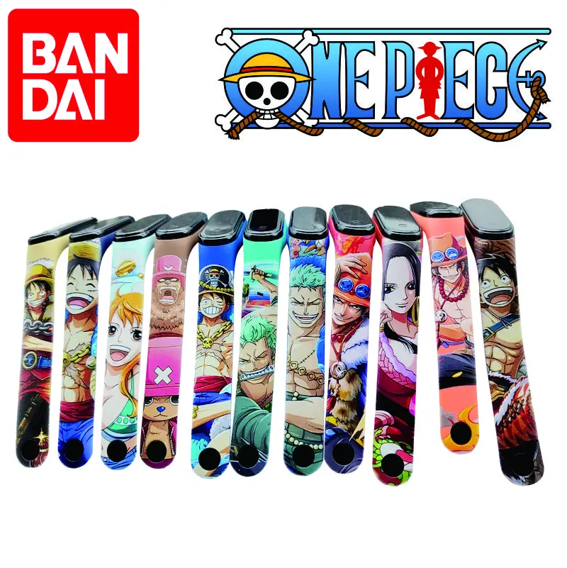 Jam tangan elektronik anak Anime One Piece Luffy, jam tangan mainan Digital LED sentuh olahraga hadiah pesta ulang tahun anak