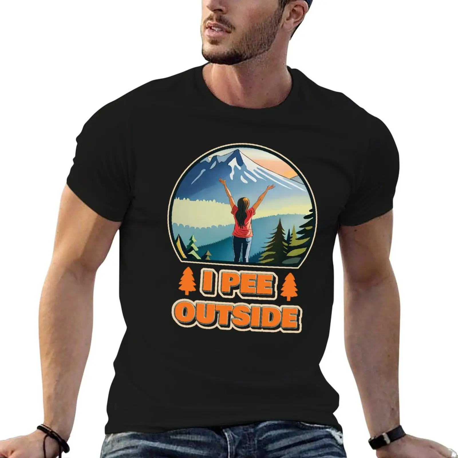 

I Pee Outside - Vintage Retro Funny Camping Slogan Hiking Outdoors Sayings Ver10 T-Shirt graphic tee shirt mens cotton t shirts