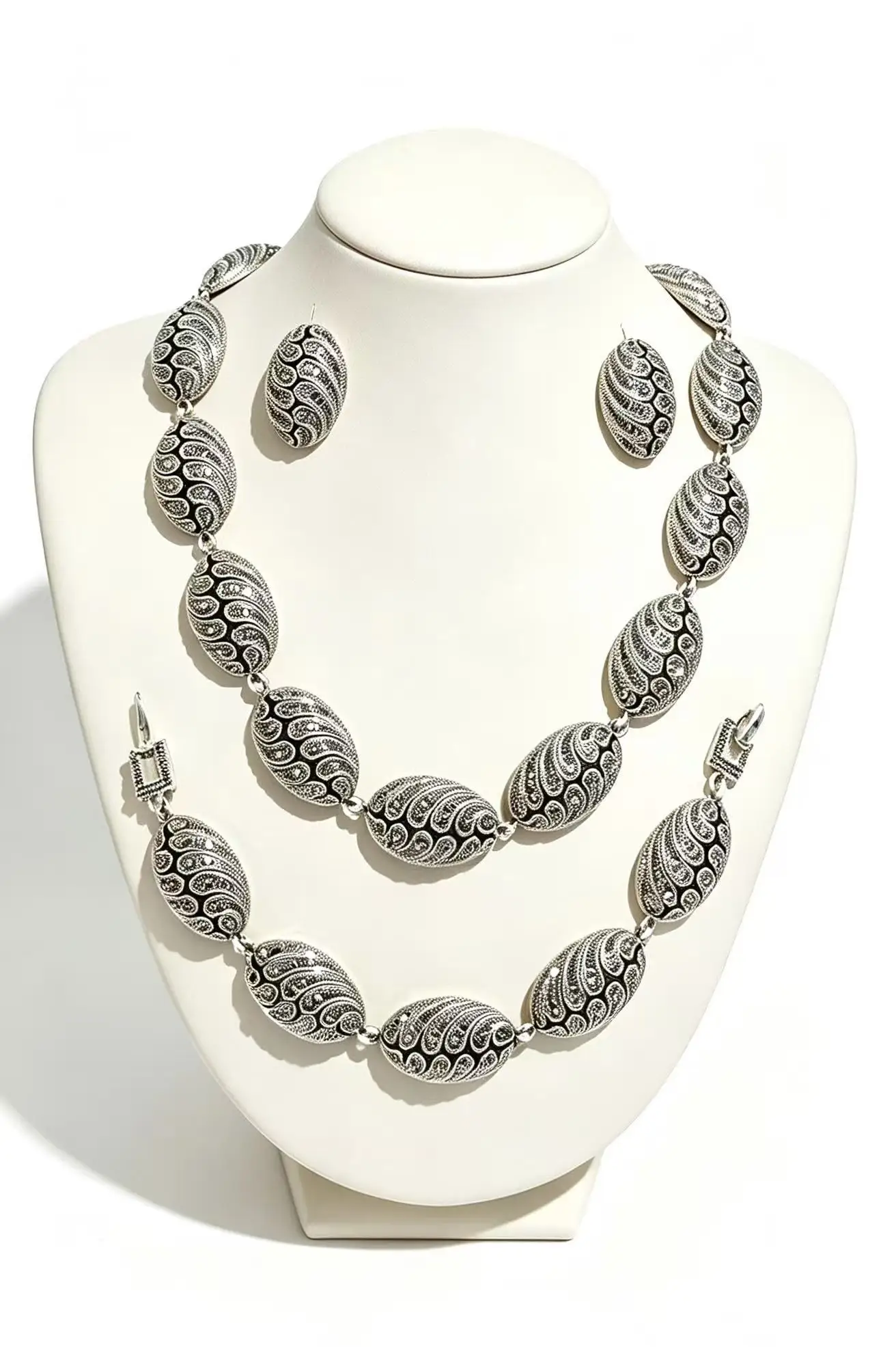 latest-retro-antique-silver-jewelry-set-for-african-women's-wedding-party-exaggerated-jewelry