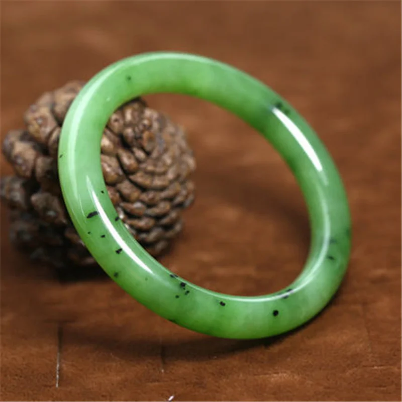 bracelet in spinach green, Hotan bangle, round bar, women's jade jewelry