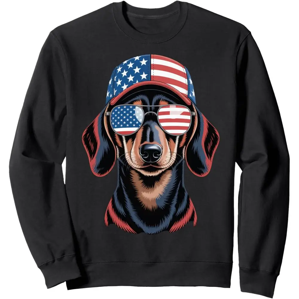 

Cute Dog with USA and Sunglasses Sweatshirt