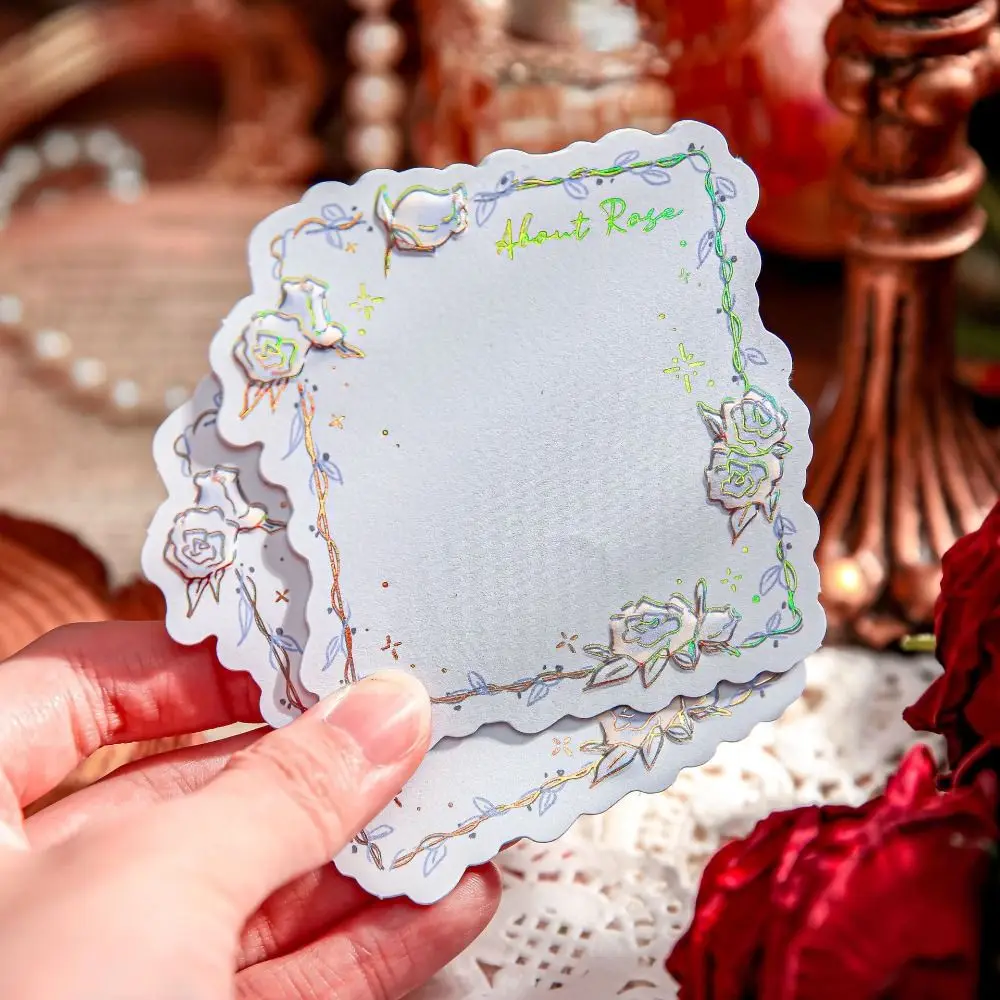 

180pcs Gold Stamping Embossed Sticky Notes Three-Dimensional Non-Stick Rose Pattern Notes DIY Note Book Rose Pattern
