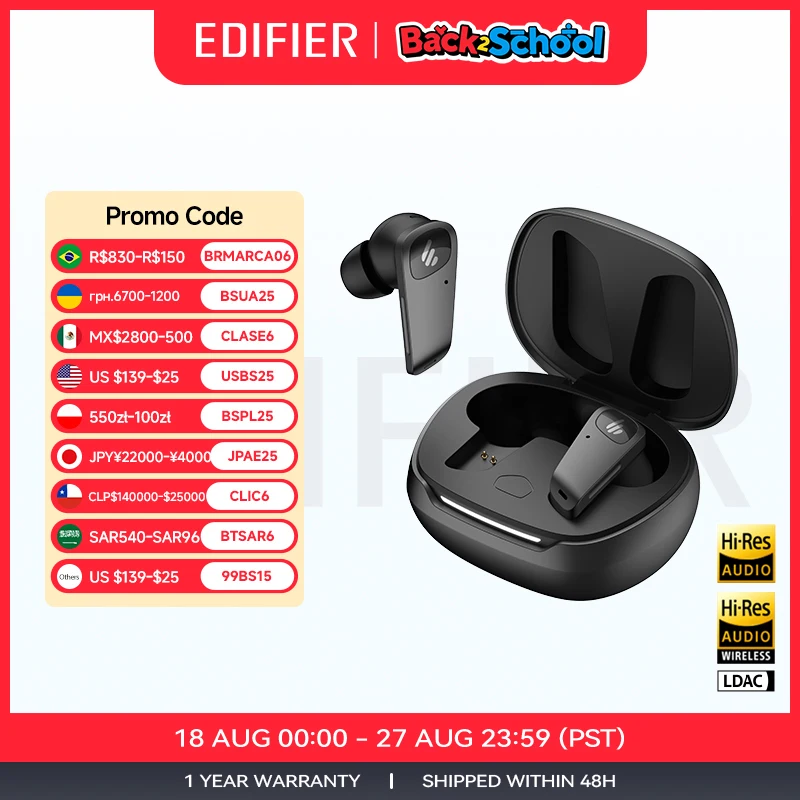 سماعات أذن Edifier Neobuds Planar اللاسلكية بتقنية البلوتوث، محرك مغناطيسي مستوي، إلغاء الضوضاء، عالي الدقة، LDAC LHDC aptX