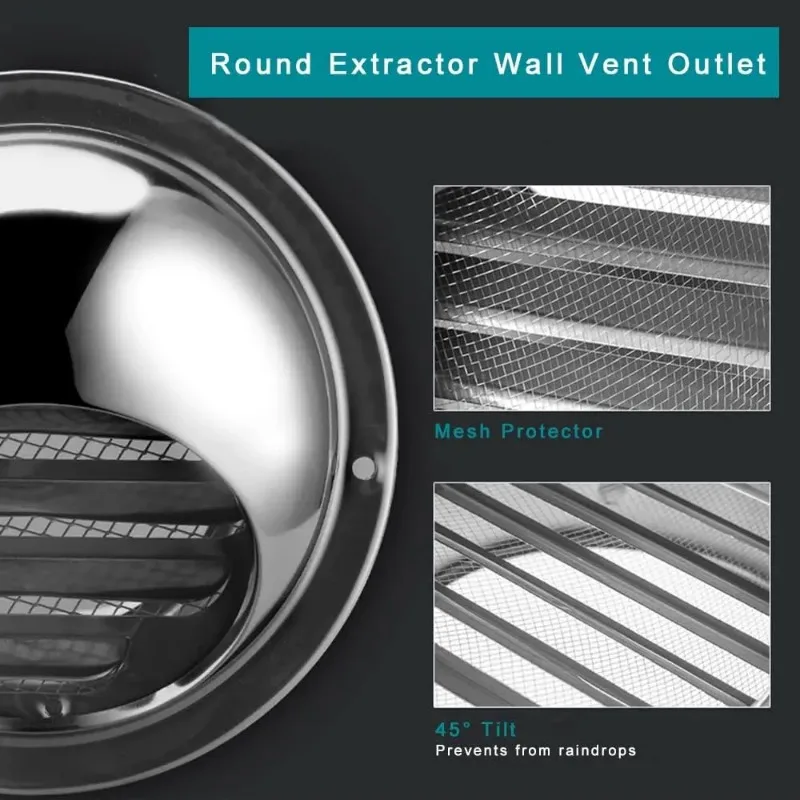 Stainless Steel Wall Ceiling Air Vent Ducting Ventilation Grilles 100mm Home Office Air Vent