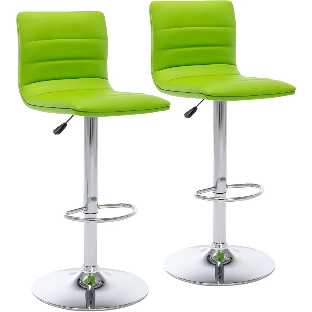 

PU Leather Bar Stools, Modern Square Adjustable Swivel Barstools with Back, Armless Airlift Counter Height Bar Chairs for Kitch