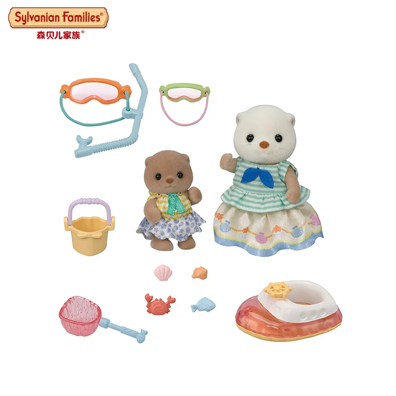 Sylvanian Families Calico Critters Girls Kids Toys Miniature Anime Doll Children's Toys Sea Otter Sisters Splashy Snorkel Set