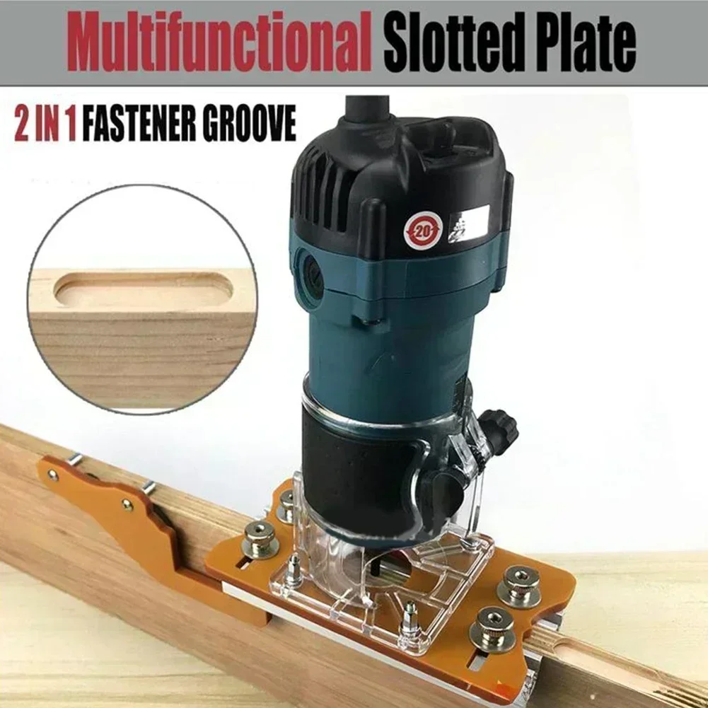 

Wood Router Slotting Locator Bracket – Accurate Slotted Base For Handheld Edge Trimmer & Milling Curve Cutting Tool, Compatible