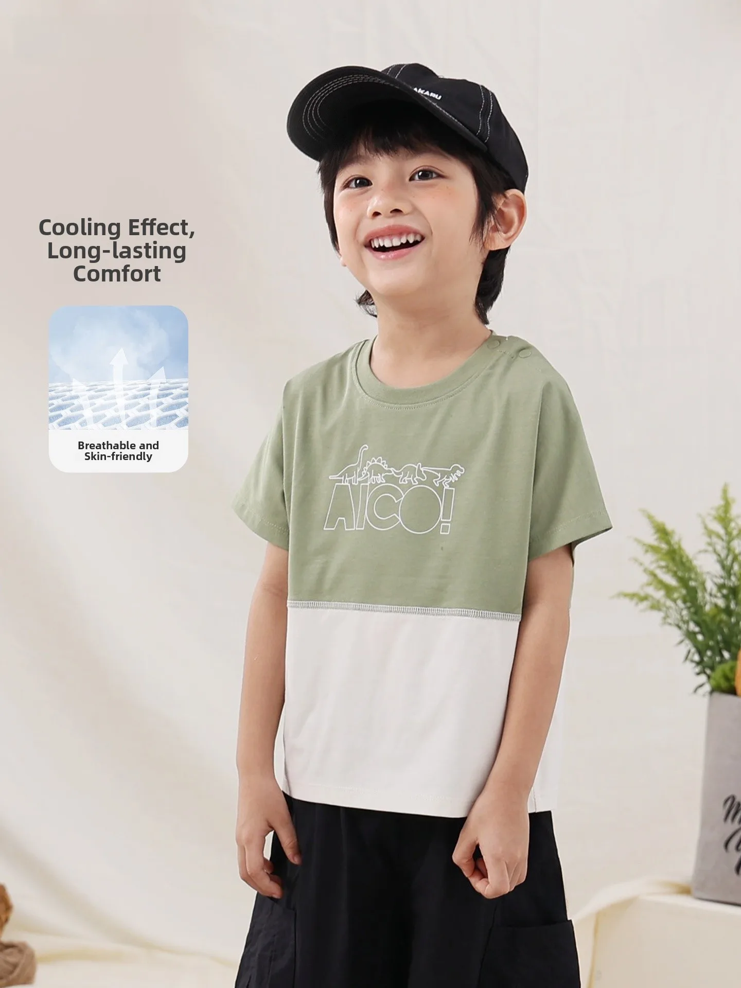 fashionable-breathable-short-sleeve-children's-t-shirt-boys'-summer-new-arrival-clothing-casual-style-round-neck-cotton-blend