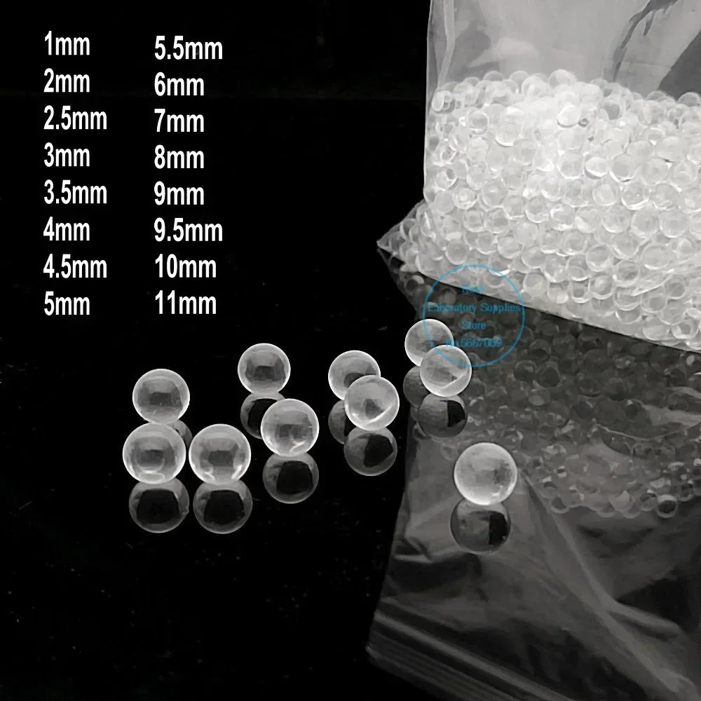 Grânulos de vidro desobstruídos anti-ebulição do laboratório, bolas de vidro soda-cal da elevada precisão para a experiência da escola, 1mm-11mm,