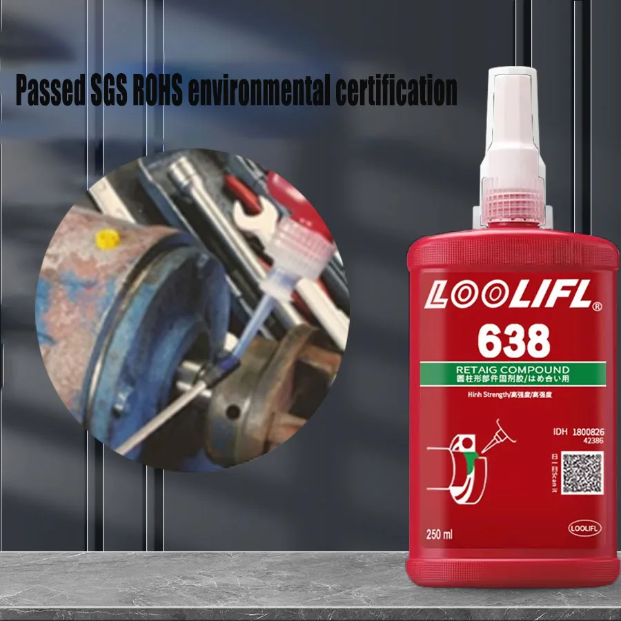 Loctitt 638 adhesivo para rodamientos pegamento cilíndrico compuesto de retención de alta resistencia rodamiento de pegamento anaeróbico adhesivo de retención cilíndrico