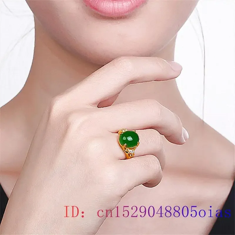 Anillo de Jade verde para hombre y mujer, Natural de cristal amuleto, joyería de Calcedonia de circonita a la moda, abalorio de plata 925, piedras preciosas