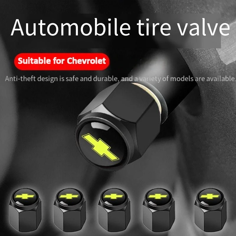 

4Pcs Chevrolet Sporty Aluminum Car Wheel Tire Valve Caps Tyre Covers Airdust Waterproof For Automobiles Motorcycles Trucks Bikes
