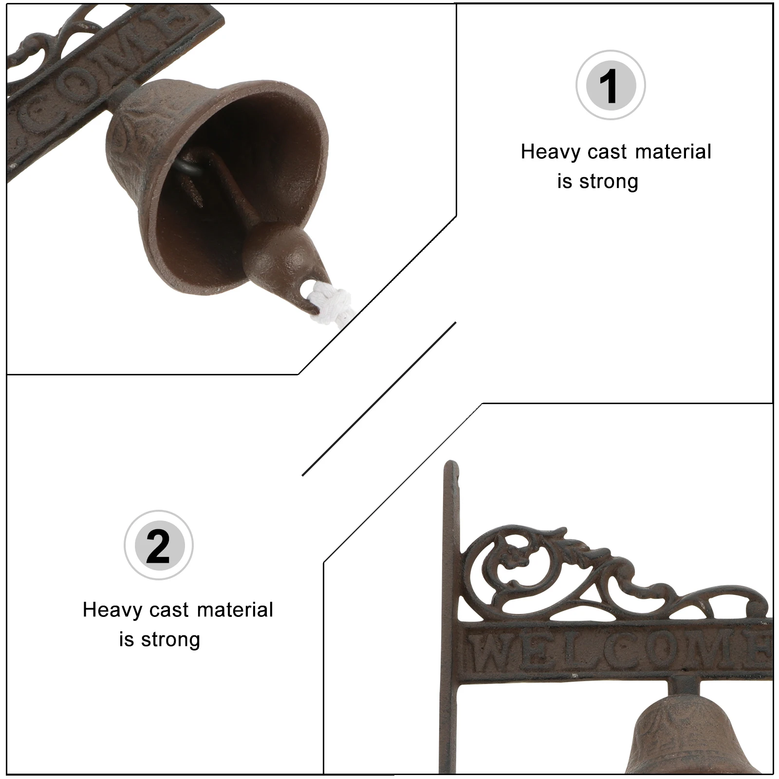 

Wrought Iron Doorbell Retro Style Decorative Bells for Home Garden Shaking Manual Cast Iron Bell Gifts