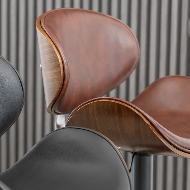 European Style Bar Stool Lift Swivel High Feet Bar Chairs Wooden Backrest Front Desk Chair Conference Room Reception High Stools