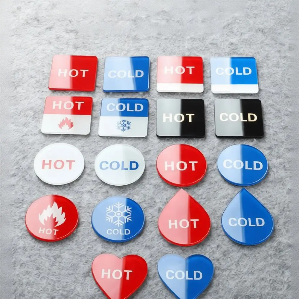 Decorative Hot Cold Sign Acrylic Plaque For Water Pipe Identification Durable Adhesive Label For Home Hardware