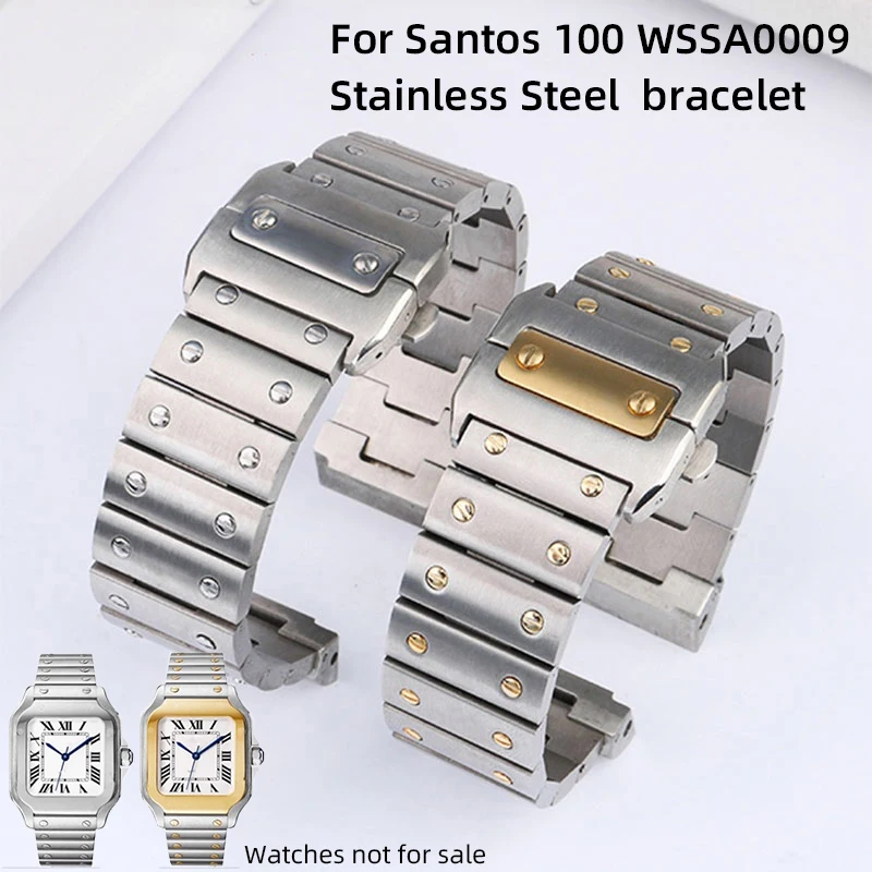 For Cartier Santos 100 WSSA0009 Calebo men's Watch Strap Solid Stainless Steel Wristband bracelet 20 23mm Watch band Accessories