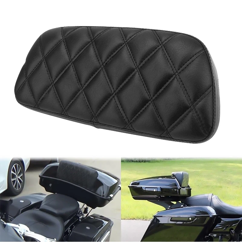 Motorcycle Rear Backrest Pad Passenger Seat Chopped Tour-Pack Sissy Bar Cushion Cover For Harley Touring Tri Glide 2009-Up