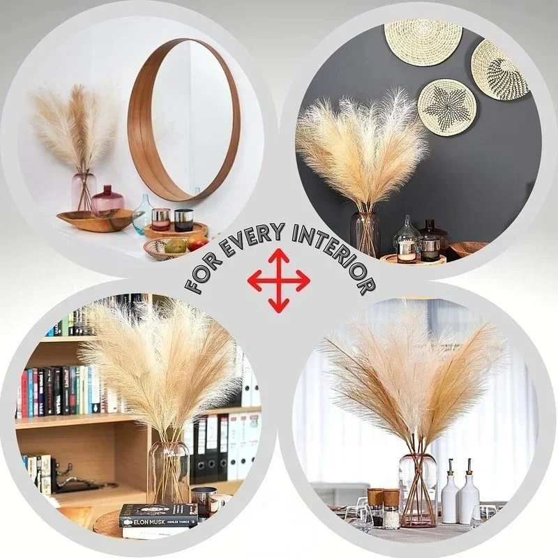 39inch Fluffy Artificial Pampas Grass Flower for Decor Boho Bouquet Flower Wedding Home Christmas Decoration Fake Flowers Reed
