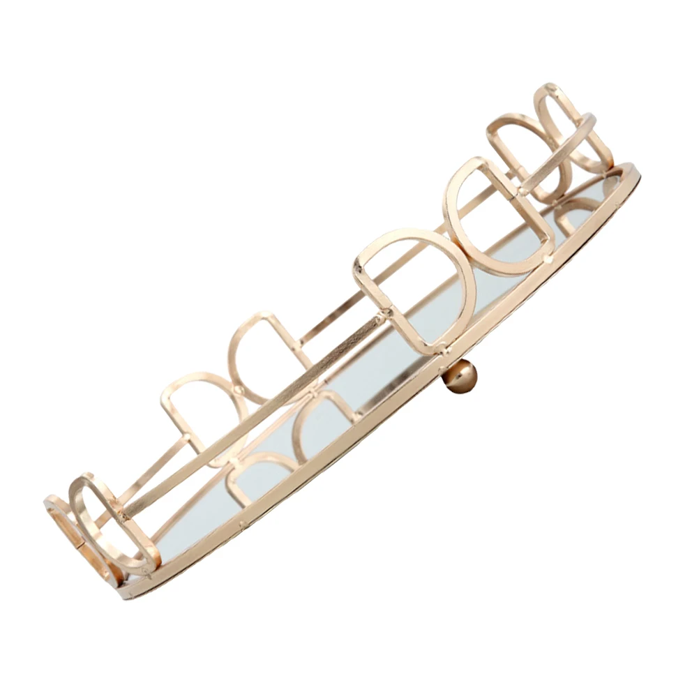 

1Pcs Fashionable Mirror Tray Golden Design for Easy Storage Sorting of Items in Living Room Dressing Room Toilet