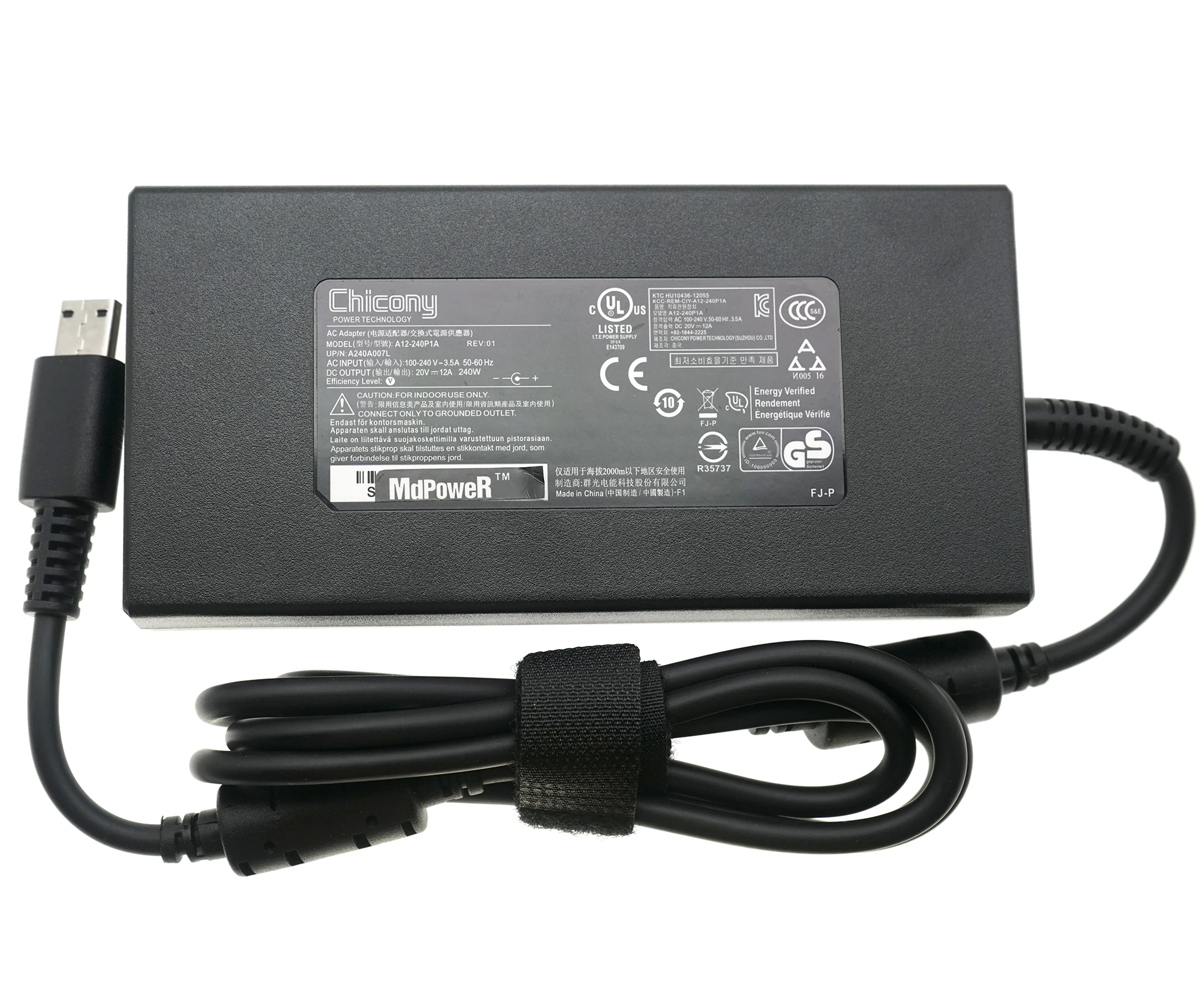 

Replacement 20V 12A 240W AC Adapter for MSI Creator Z16P B12UHST GE66 Raider 11UE-642 Gaming Laptop Power Supply A20-240P2A