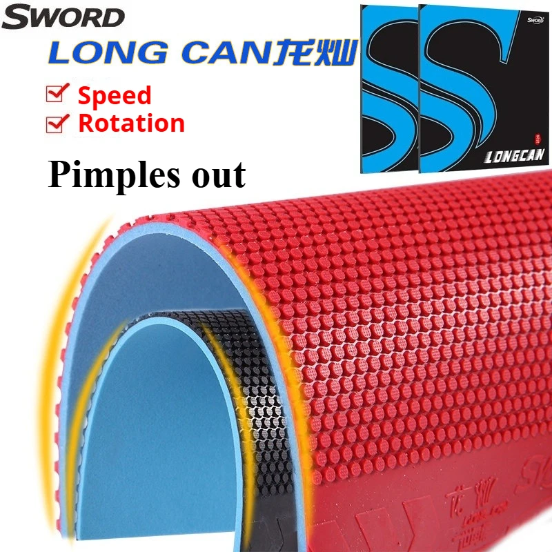 Sword LONG CAN Table Tennis Rubber Sheet Pimples Out ITTF Approved Pimples Out Ping Pong Rubber with 2.0mm Sponge Fast Attack
