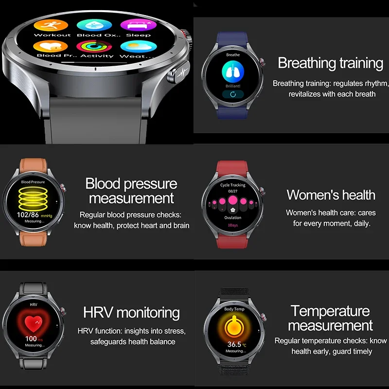 2025 New Health detection ECG+PPG Uric Acid Blood Oxygen Body Analysis Smart Watch Clock Bluetooth BT Call Smart Watch Men