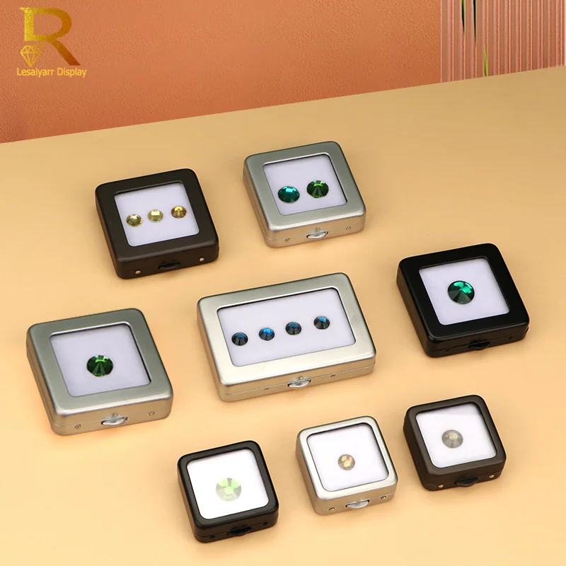 Bare Stone Box Stainless Steel Button Diamond Case Jewellery Box Display Box for Exhibition Booth