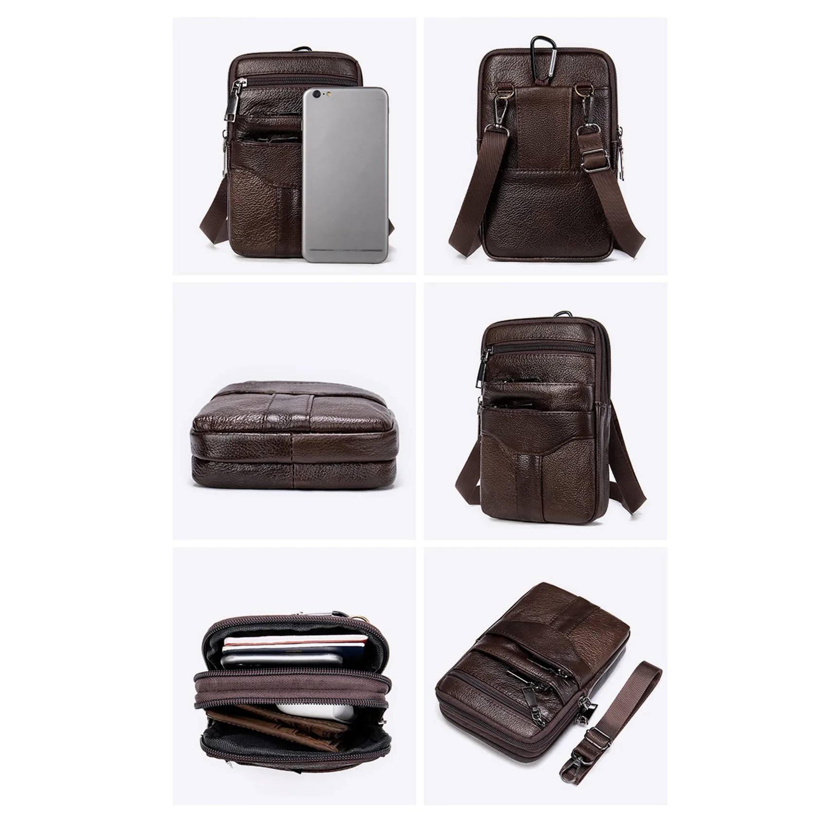 New Retro PU Leather Men Waist Bag Fashion Outdoor Leisure Multifunctional Male Belt Bags Wear Belt Mobile Phone Bag For Man