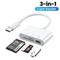3 in 1 Multi Port Hub Converter USB Type C Card Reader USB TF SD Micro SD OTG Adapter For iPhone 15 Series Laptop Huawei Samsung