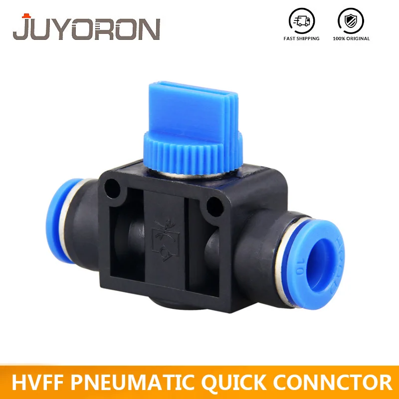 HVFF Pnuematic Fittings 4/6/8/10/12mm Air Tube Hose Connector 2 Way Push in Connector Valve Switch Joint Fitting Pneumatic Parts