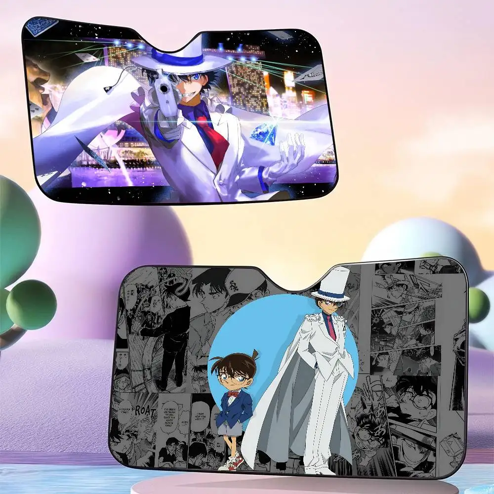 Retro Anime Detective Conan Cartoon Foldable Front Windshield Sunshade 70x130cm Foils Car Sun Visor Sun Shade Protect