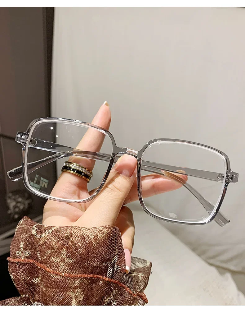 Anti-Blaulicht-Myopie-Brille, Retro-Brille mit großem Rahmen, flache/Grad-Brille, Myopie-Fertigbrille, 0–1,0–1,5–2,0–2,5–3,0–3,5–4,0 – Detail 4