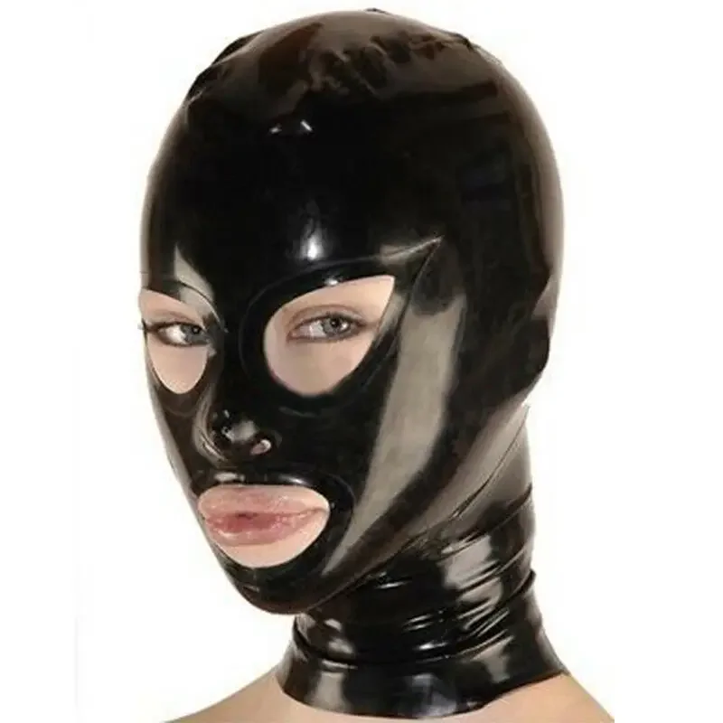 Latex Hood Open Eyes Handmade Rubber Mask for Catsuit Club Wear Costumes Hallowen Cosplay for Men Women