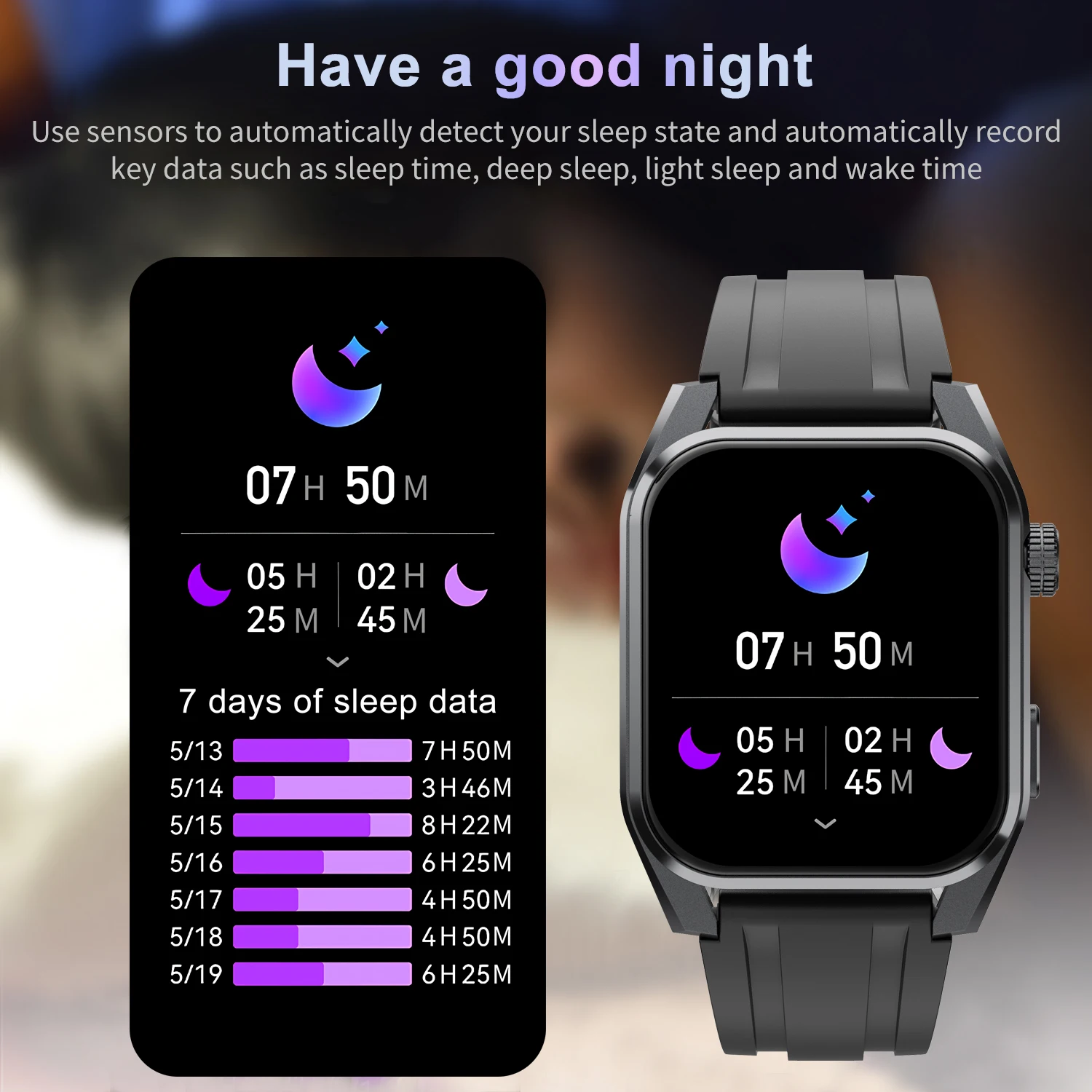 Uhoofit ساعة ذكية 1.96 بوصة تعمل باللمس جعل/استقبال مكالمة هاتفية الصحة معدل ضربات القلب مراقبة النوم Mullti Sport Mode Smartwatch