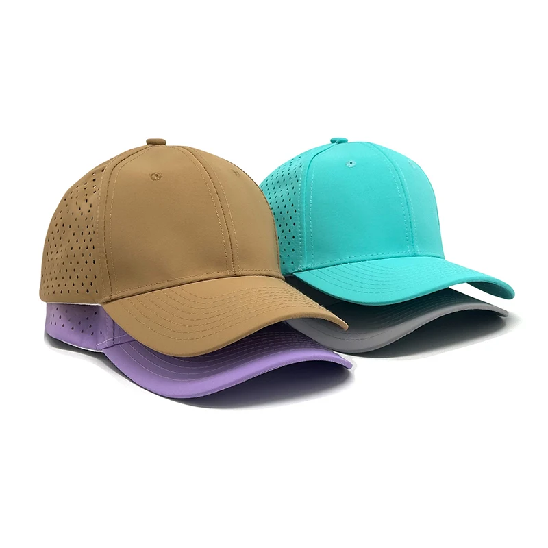 Custom Logo Laser Cut Perforated Baseball Cap Quick Dry Breathable Sports Sun Hat Unisex Summer Running Golf Fishing Caps