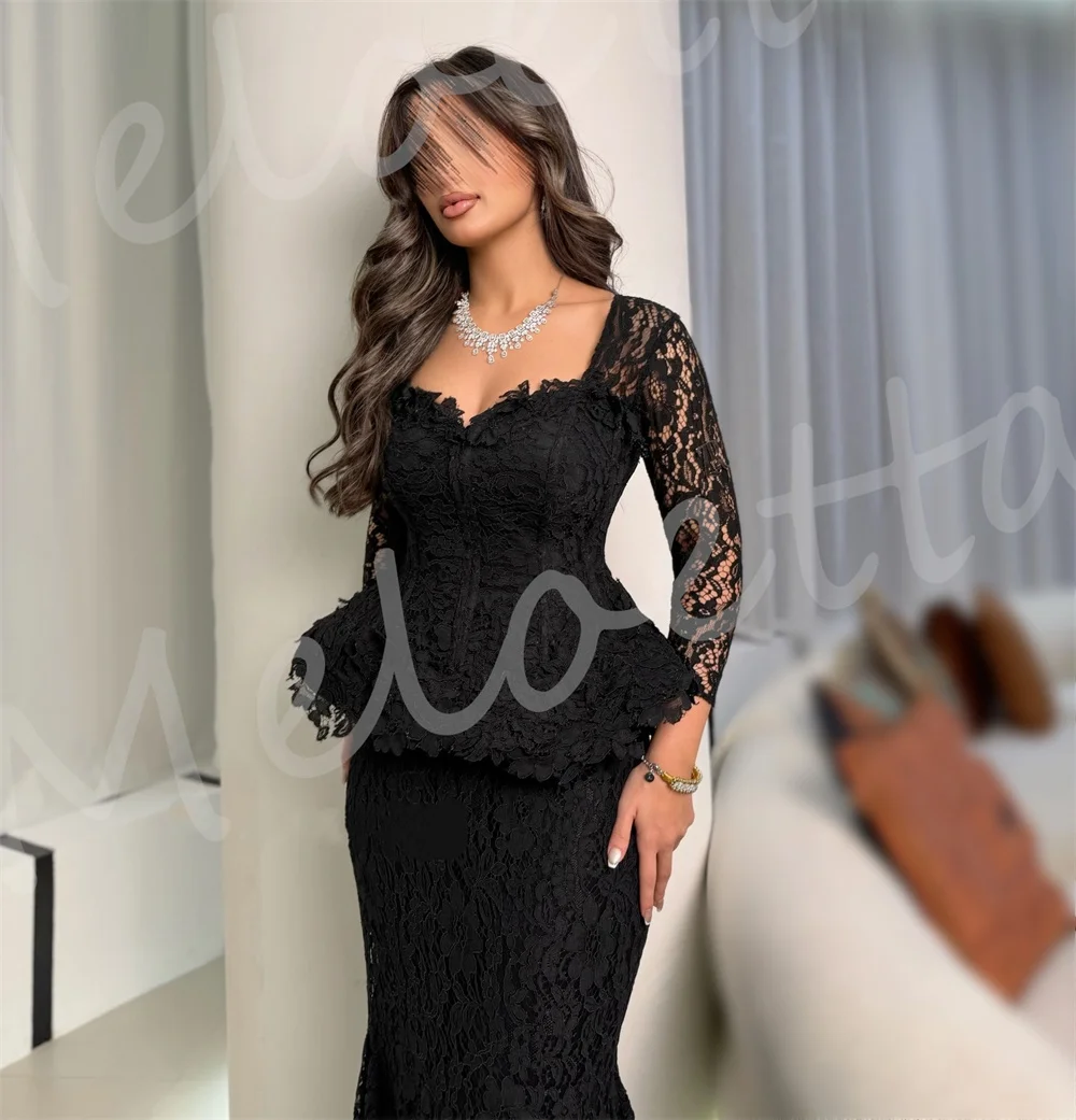 Customized Formal Evening Dress Lace Square Neck Mermaid Long Dresses Bespoke Occasion High Quality Wedding Party Gown image 4