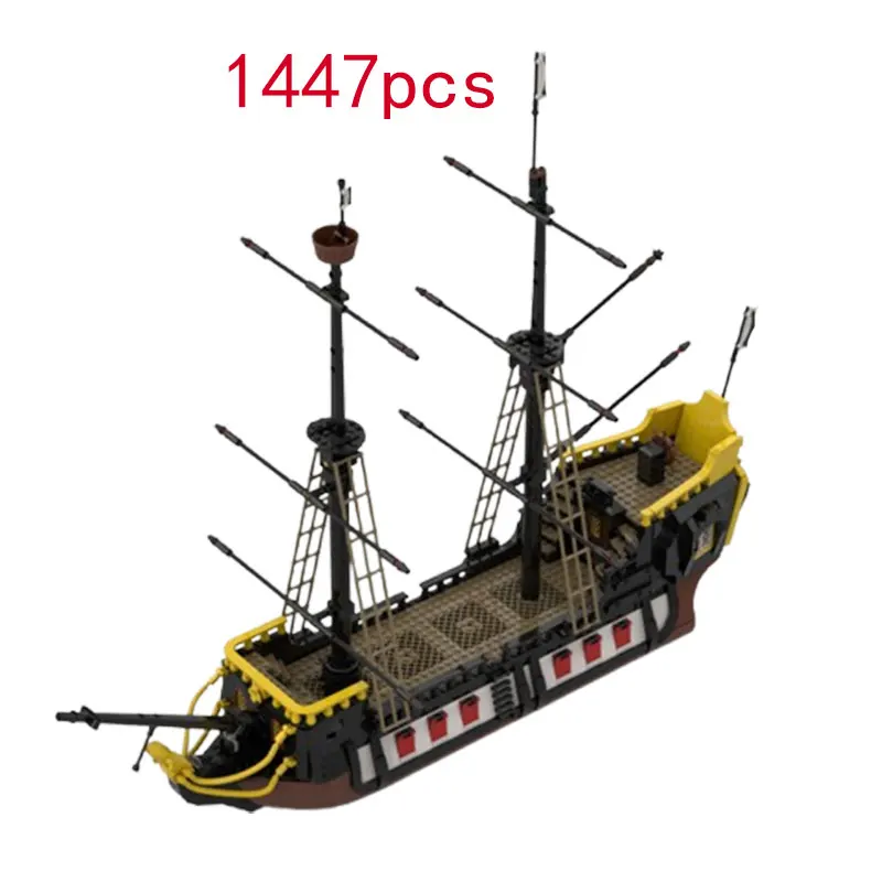 

Spot MOC-135704 1447pcs small particle assembly building blocks pirate ship building construction model toy castle expansion