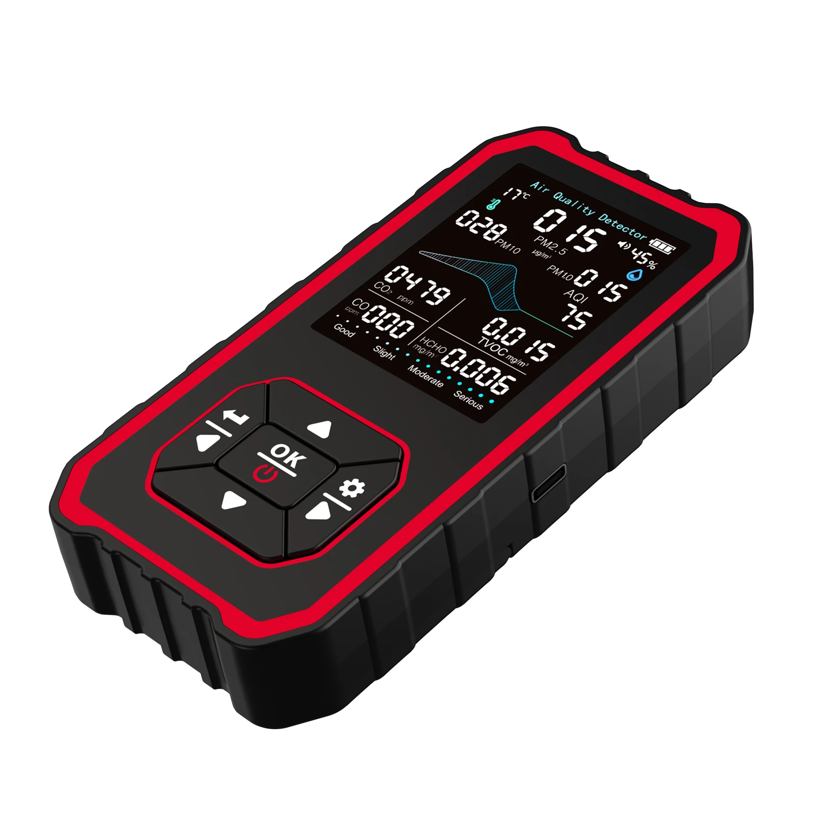 

10-in-1 Indoor Air Analyzer with Stand Real-Time Test AQI CO2 CO PM2.5 PM1.0 PM10 TVOC HCHO Temperature Humidity 2025 New ﻿