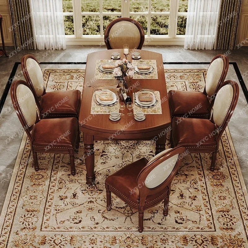 ZC solid wood dining table multi-functional folding large and small apartment household retractable dining table with