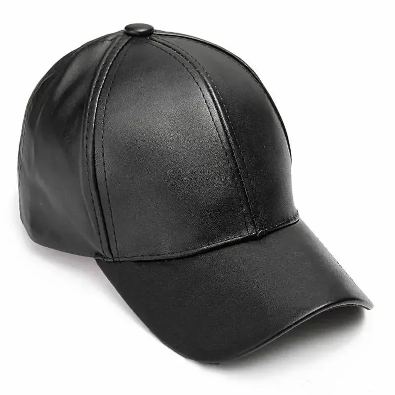 Women Men Hat PU Leather Baseball Cap Visor Light Board Solid Men Hip Hop Cap Outdoor Sun Hat Adjustable Sports Caps Gorras