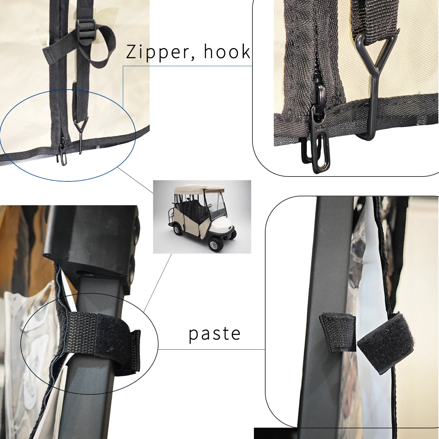 Гольф-кар Deluxe Driving Enclosure, 2-пассажирский только подходит для Club Car Precedent, Tempo & Onward Golf Cart с дверной молнией, Clear Win