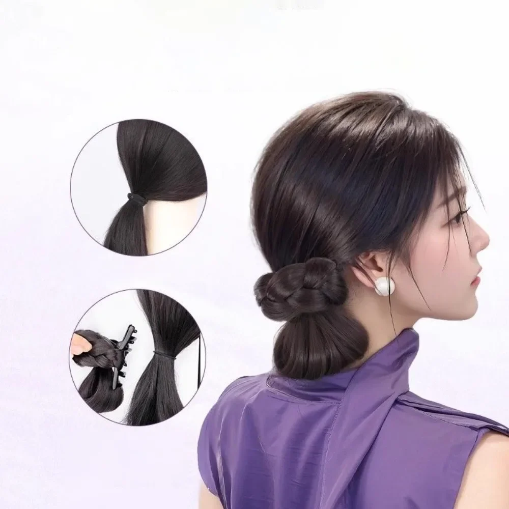 شعر مستعار اصطناعي واقعي، وصلات شعر، مشابك شعر وهمية، حامل ذيل حصان منخفض، حزم شعر وهمية، إكسسوارات للشعر