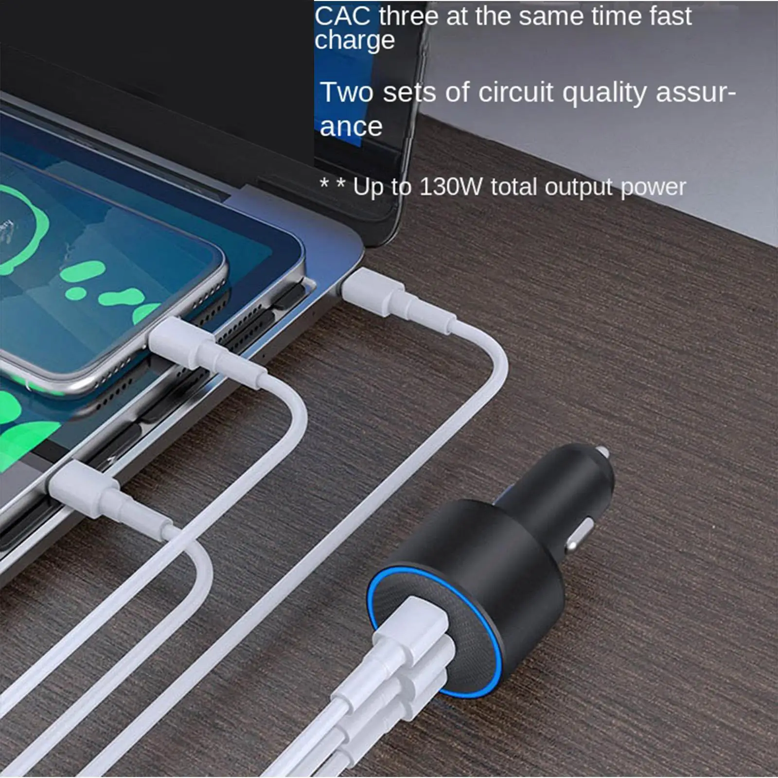 Car Charger Adapter 130W Efficient Heat Dissipation Car Phone Charger For Smartphones Tablets Laptops Vehicles Trucks RVs