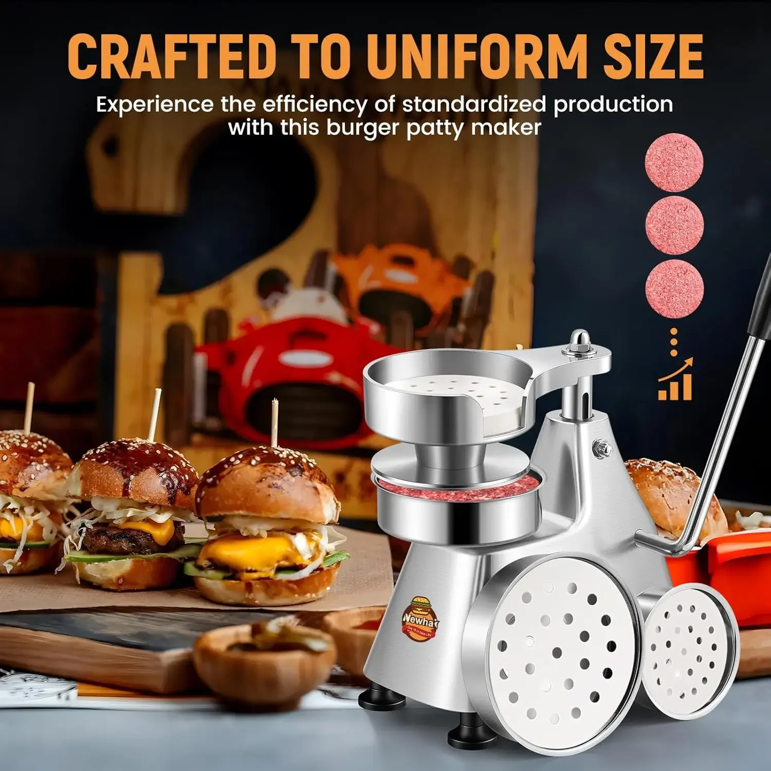 خصومات رائعة. صانع فطائر البرجر التجارية 3 في 1 مكبس همبرغر باتي صنع 4/5/6 بوصة من الفولاذ المقاوم للصدأ برغر سماشر همبر