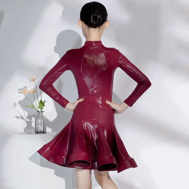 Trajes de baile latino para niñas, traje de falda de manga larga, vestido de Tango Chacha Rumba, ropa latina para niños