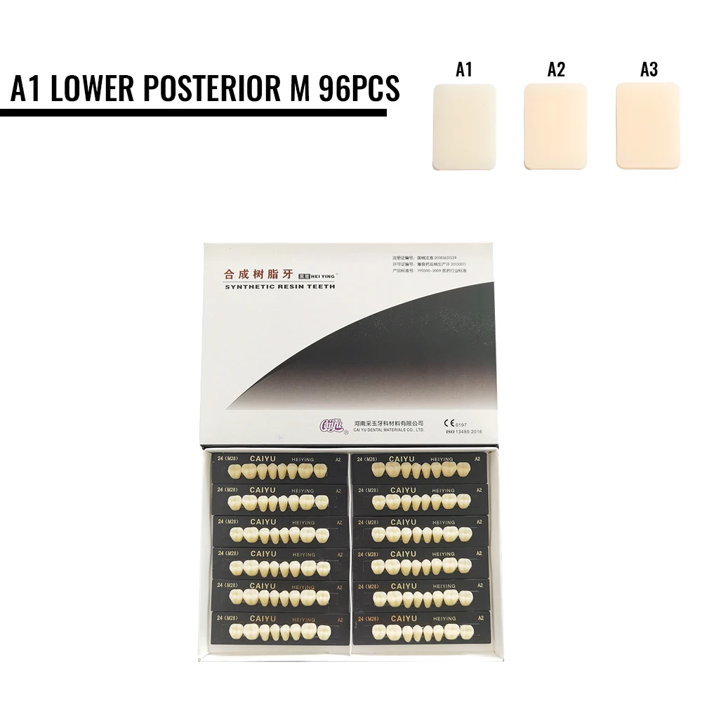 96 Teile/satz Dental Acryl Harz Falsche Zähne Anterior Posterior A1 A2 A3 Künstliche Vorgeformte Prothese Zähne für Zahnprothese